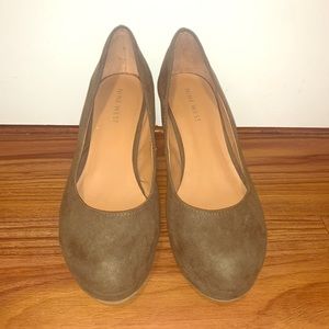 Nine West Dark Green Microsuede Wedge Heels